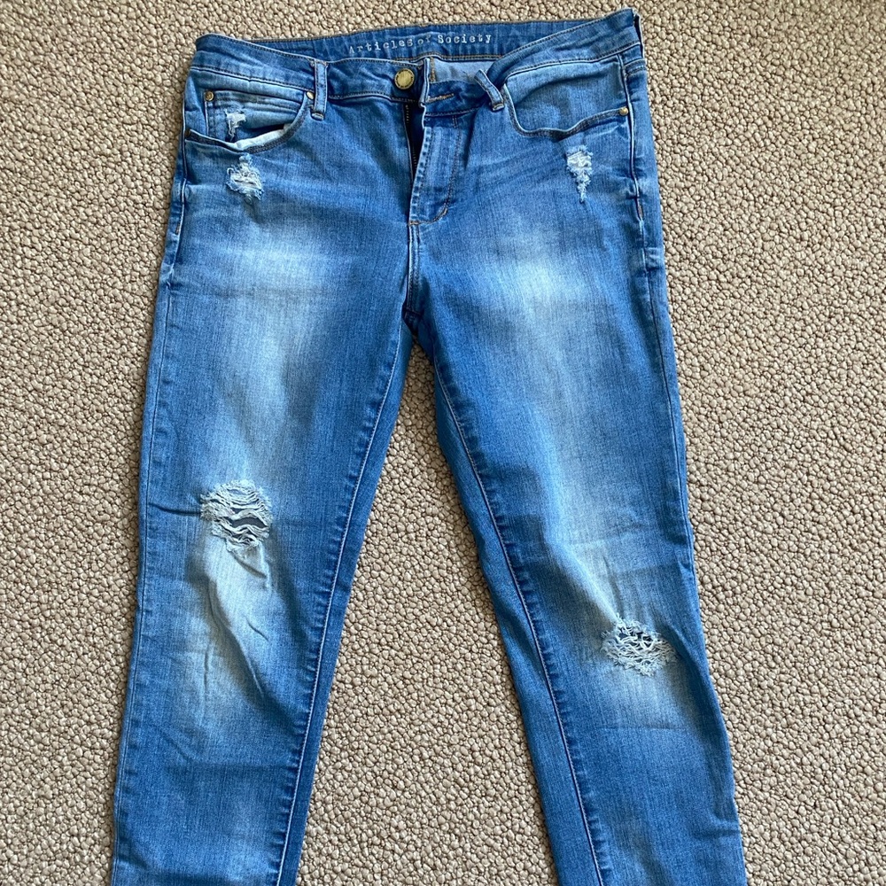 Articles Of Society Distressed Blue Skinny Jeans